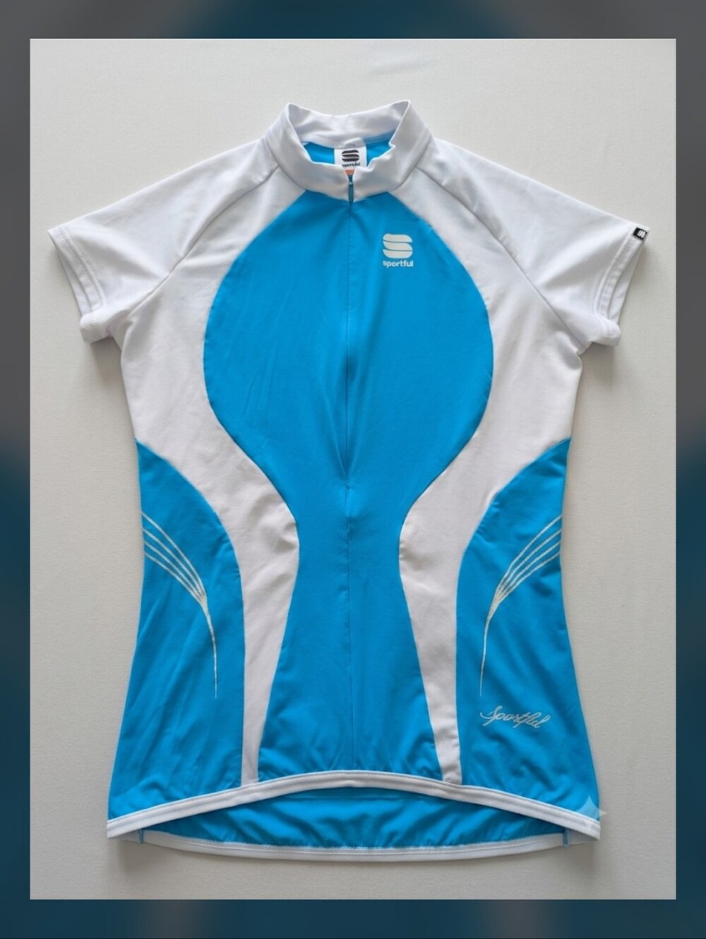 Sportful Women's Short Sleeve Cycling Jersey in White & Blue